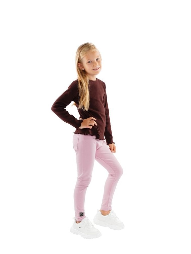 Bluzka dziewczęca z długim rękawem, prążkowana, brązowa, Tup Tup