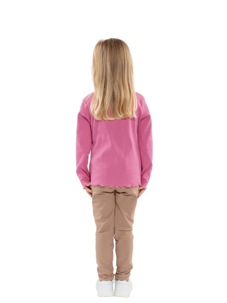 Bluzka dziewczęca z długim rękawem, prążkowana, różowa, Tup Tup