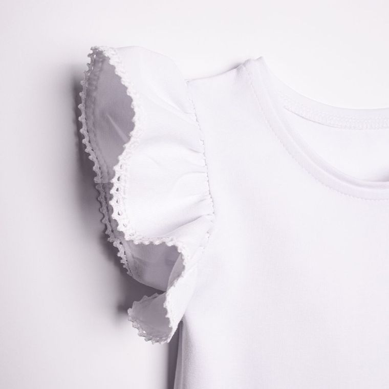 Bluzka dziewczęca z krótkim rękawem, biała, Nicol