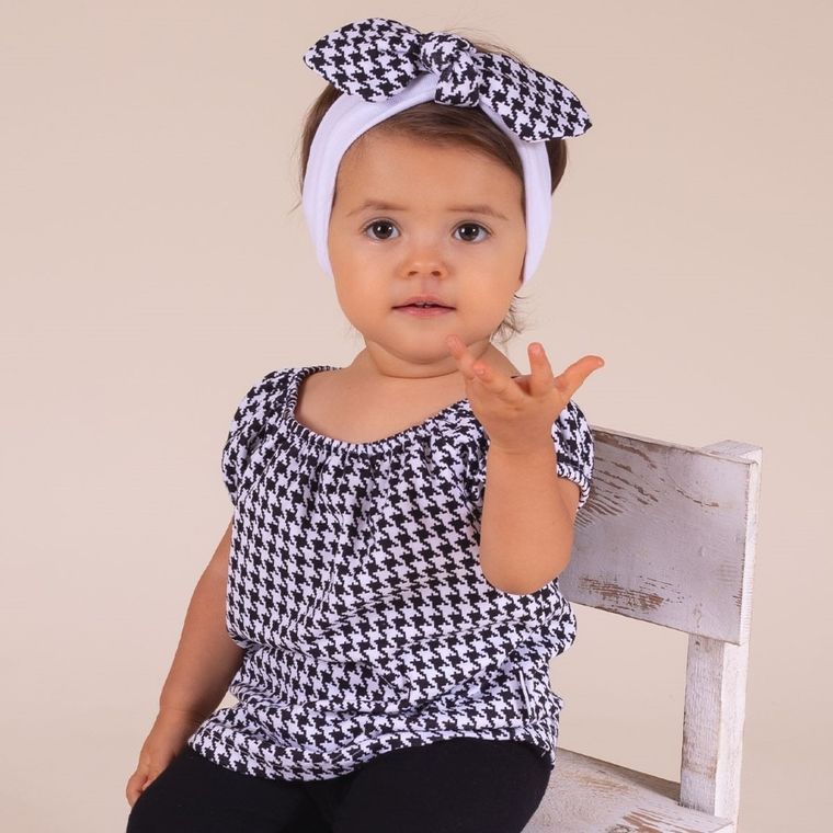 Bluzka dziewczęca z krótkim rękawem, biało-czarna, Nicol