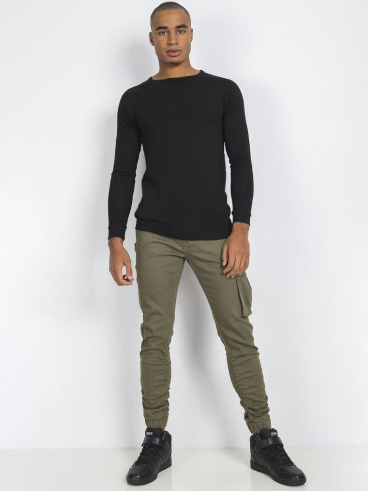 Bluzka męska z długim rękawem, czarna, Berrak