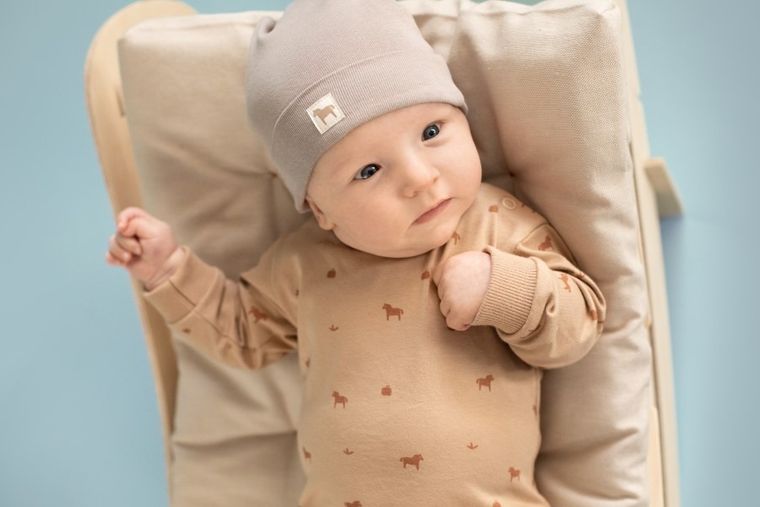 Bluzka niemowlęca z długim rękawem, bawełna organiczna, brązowa, Pinokio