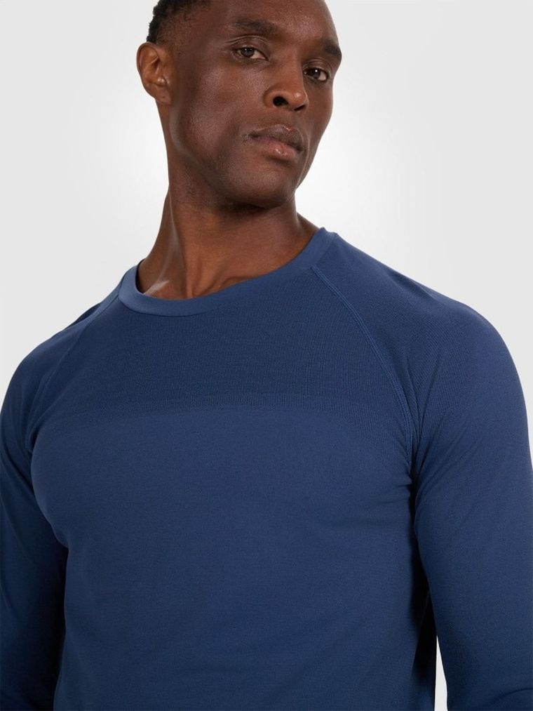 Bluzka treningowa męska z długim rękawem, granatowa, 4F
