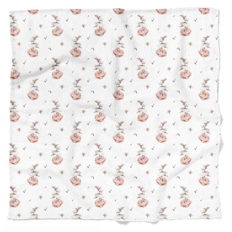 Bocioland, Króliczki, pieluszka bambusowa, 75-75 cm