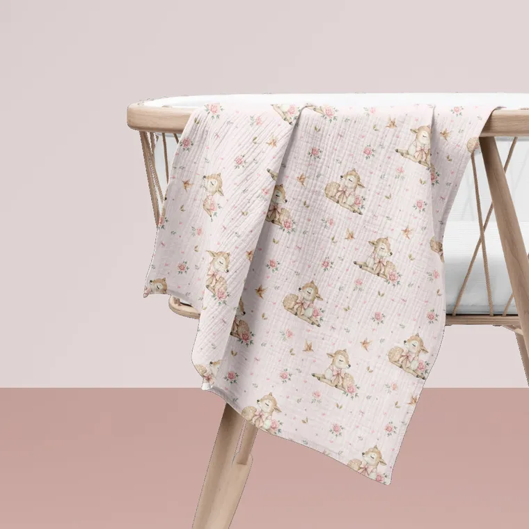 Bocioland, pieluszki muślinowe, marszczone, różowe, 70-70 cm, 3 szt.