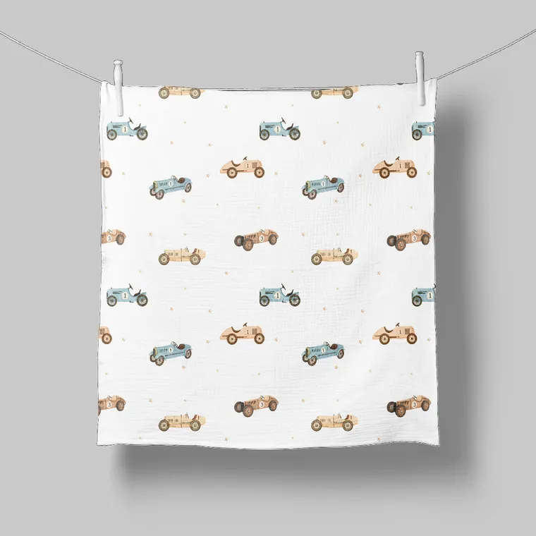 Bocioland, pieluszki muślinowe, niebieskie, 70-70 cm, 3 szt.