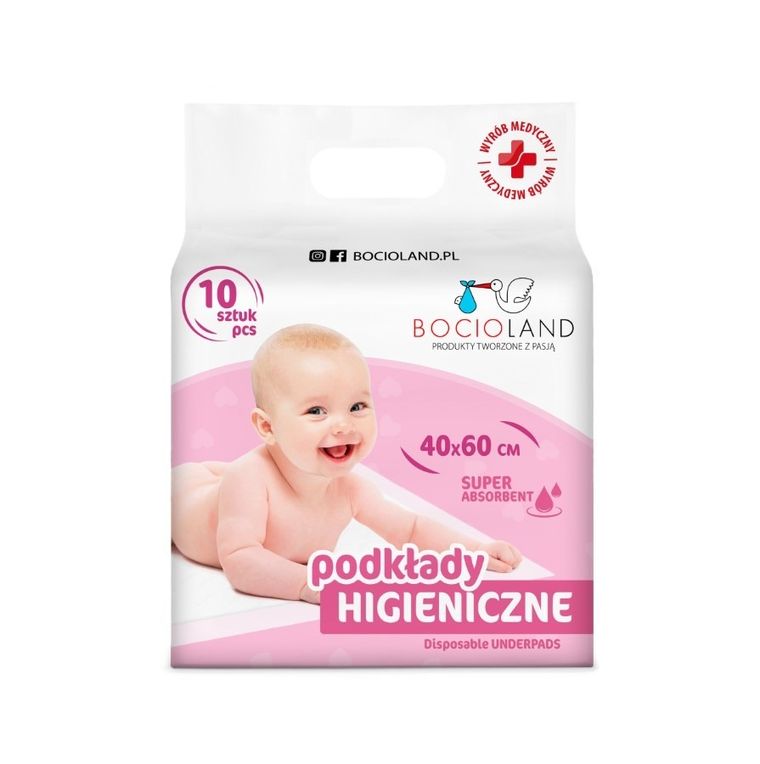 Bocioland, podkład higieniczny samoprzylepny, superchłonny, 40-60 cm, 30 szt.