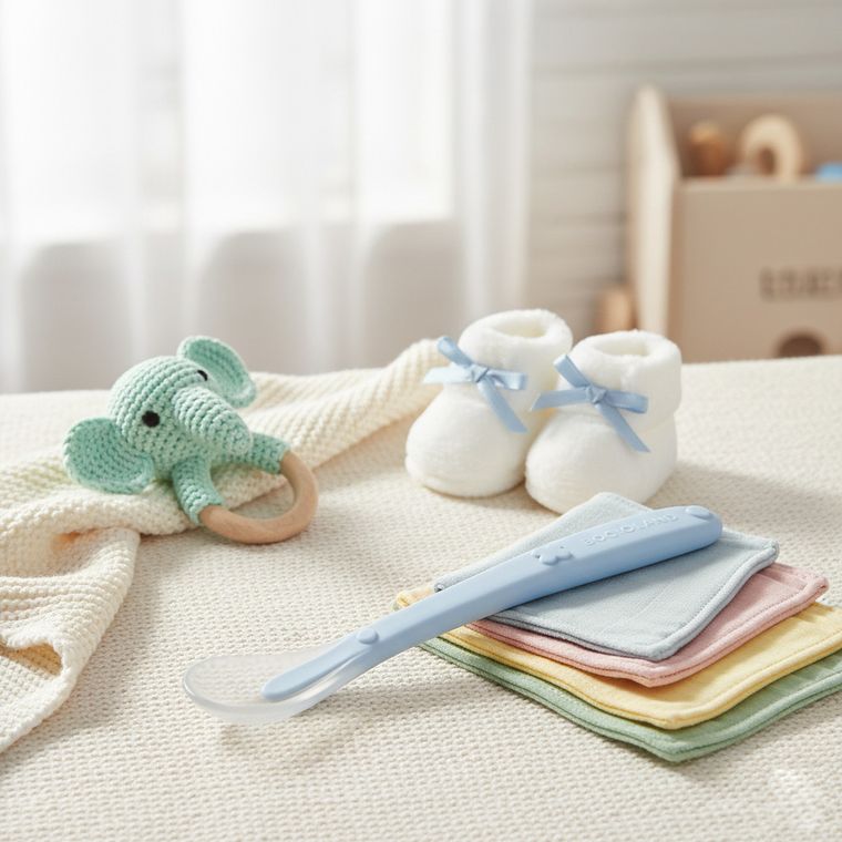 Bocioland, silikonowa łyżeczka, niebieska