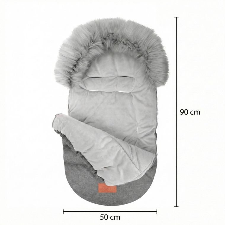 Bocioland, śpiworek do wózka z futerkiem, szary, 90 cm