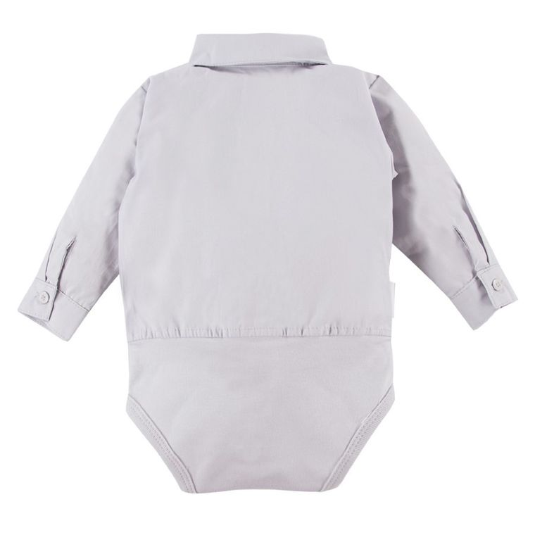 Body chłopięce z długim rękawem, koszulowe, szare, Eevi