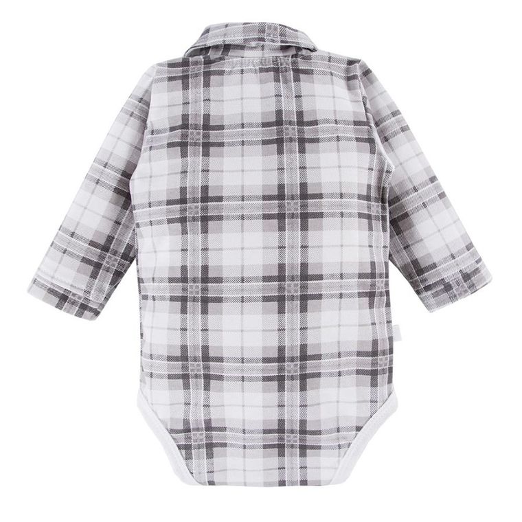 Body chłopięce z długim rękawem, koszulowe, szare, Eevi