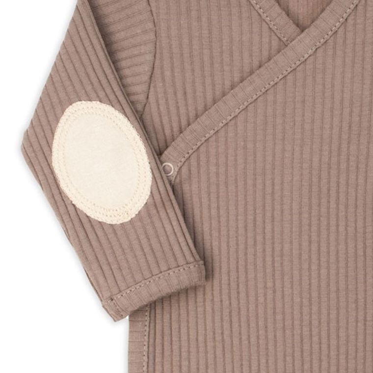 Body chłopięce z długim rękawem, prążkowane, brązowe, Nicol