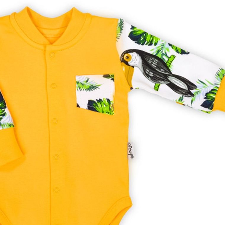 Body chłopięce z długim rękawem, żółto-białe, Nicol