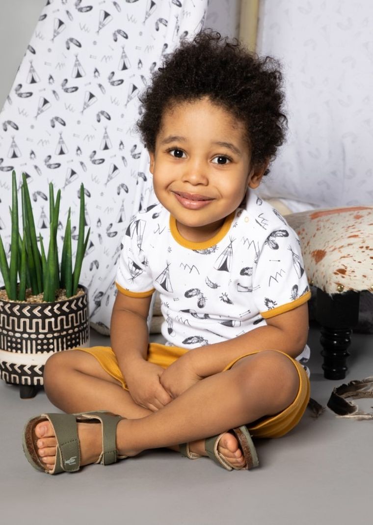 Body chłopięce z krótkim rękawem, białe, indiańskie wzory, Nicol