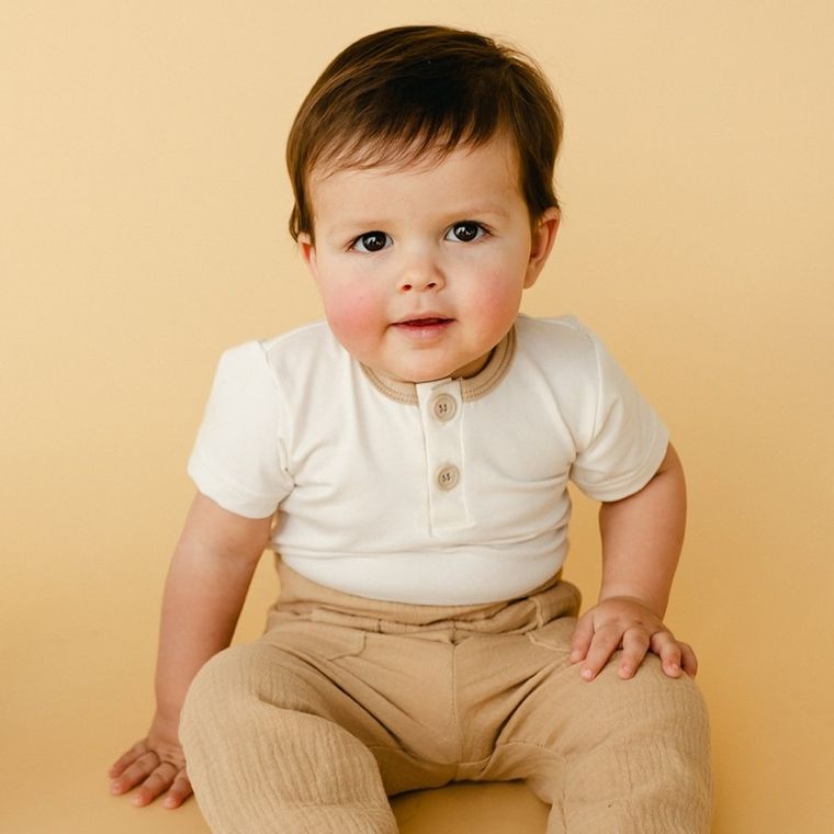 Body chłopięce z krótkim rękawem, ecru, Eevi