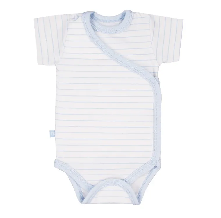 Body chłopięce z krótkim rękawem, niebieskie, paski, pociąg, zestaw, 3 szt., Eevi