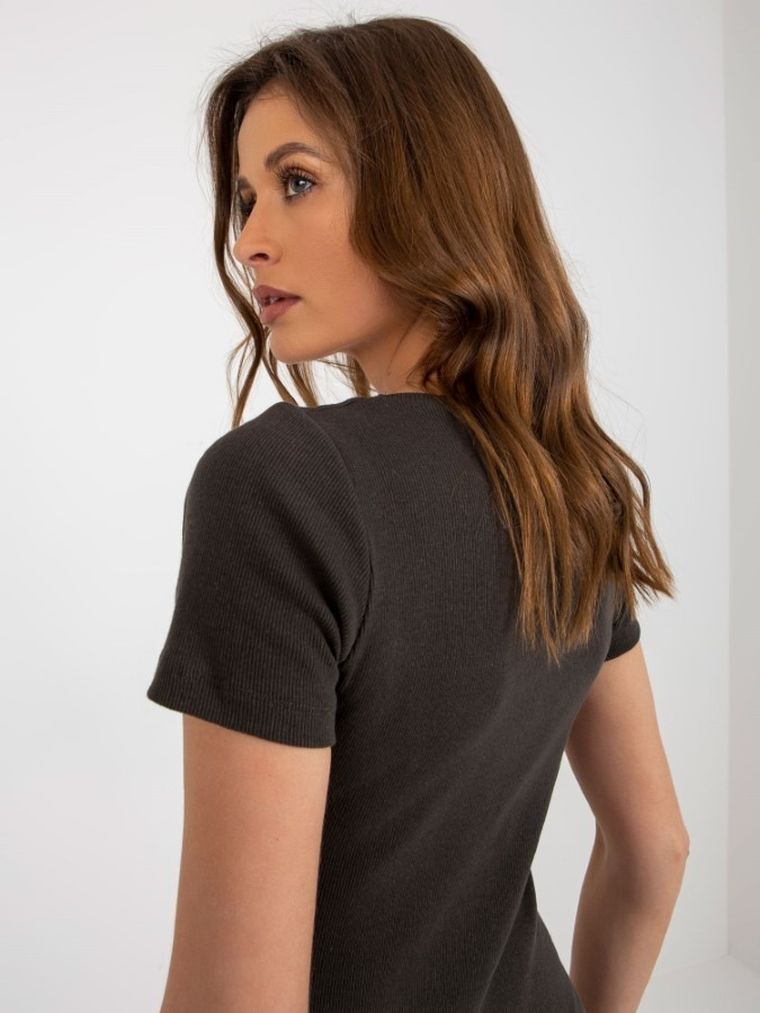 Body damskie z krótkim rękawem, khaki, Relevance