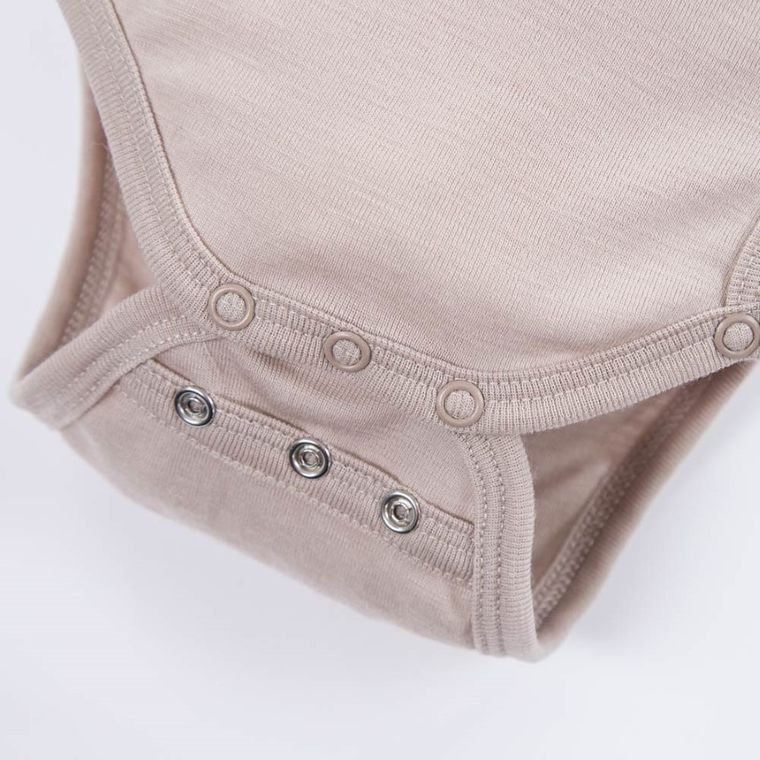 Body dziecięce z długim rękawem, wełna merino, beżowe, Eevi