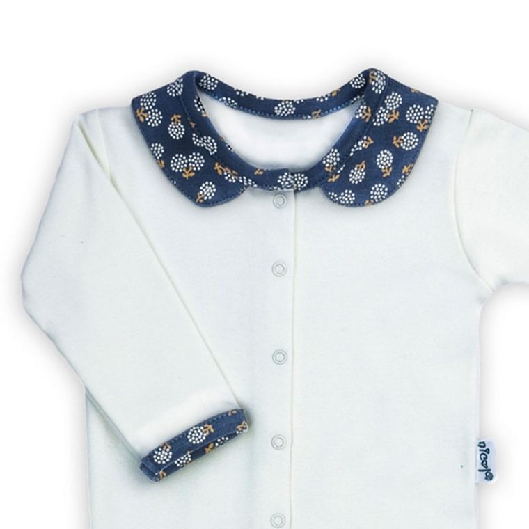 Body dziewczęce z długim rękawem, białe, kołnierzyk, Nicol