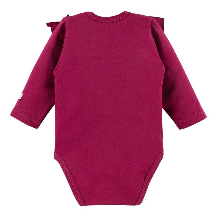 Body dziewczęce z długim rękawem, bordowe, falbanka, Eevi