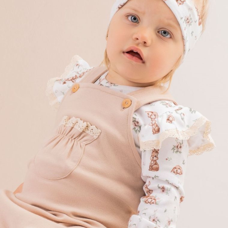 Body dziewczęce z długim rękawem, ecru, Nicol