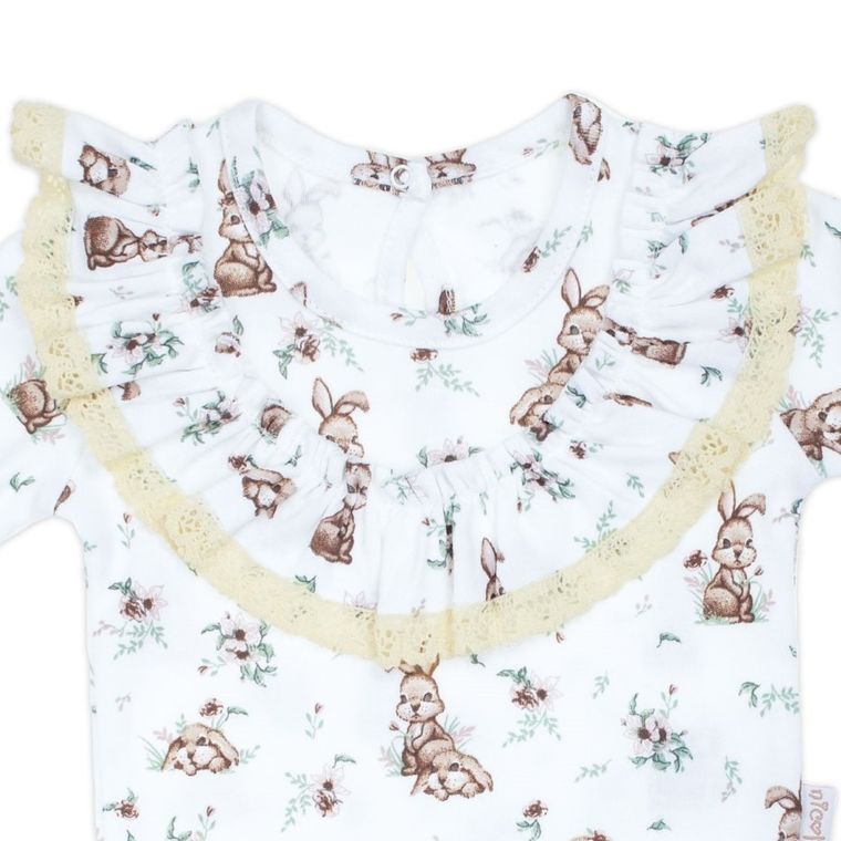 Body dziewczęce z długim rękawem, ecru, Nicol