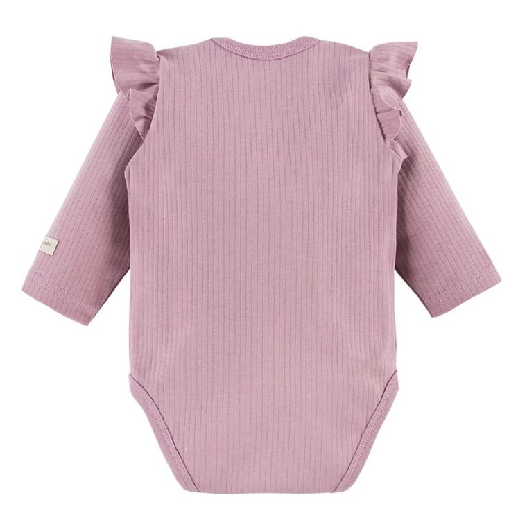 Body dziewczęce z długim rękawem, fioletowe, falbanki, Eevi