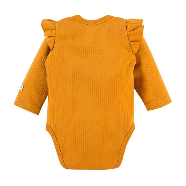 Body dziewczęce z długim rękawem, musztardowe, Eevi
