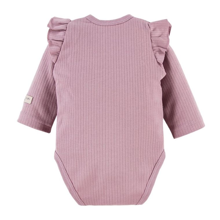 Body dziewczęce z długim rękawem, prążkowane, fioletowe, Eevi