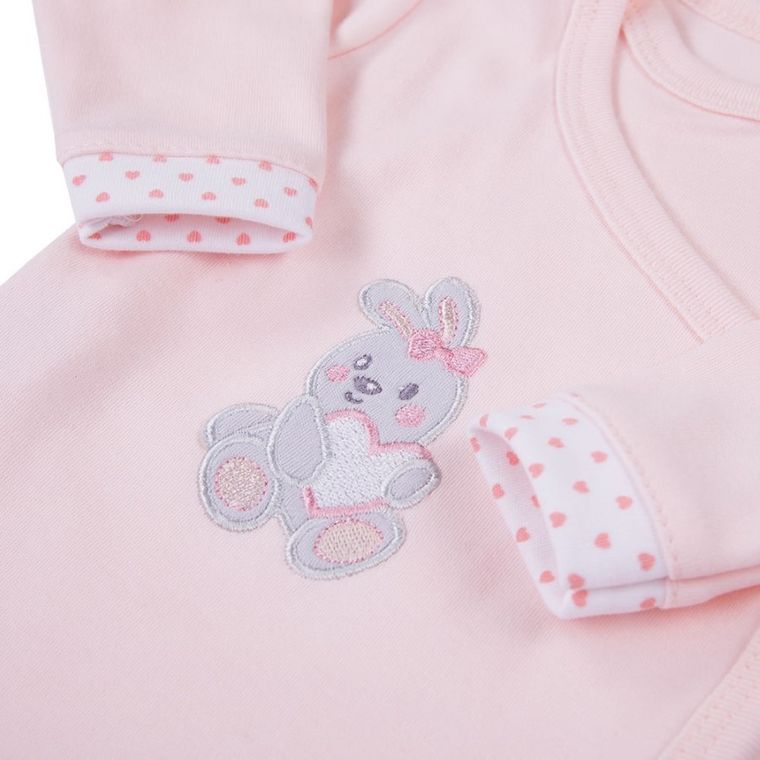 Body dziewczęce z długim rękawem, różowe, króliczek, Eevi