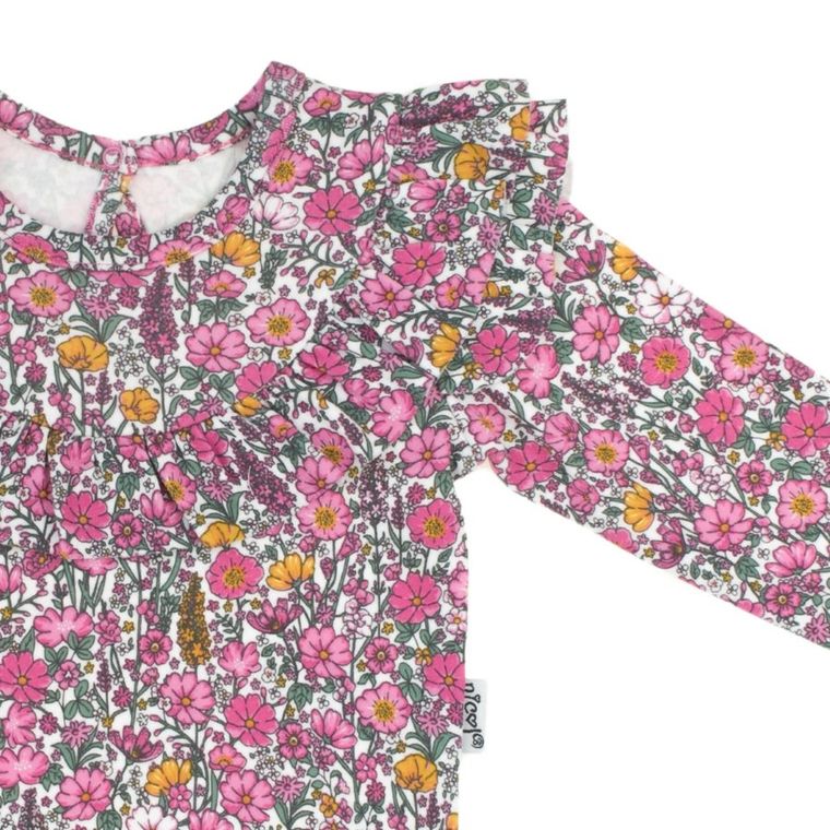 Body dziewczęce z długim rękawem, różowe, Nicol