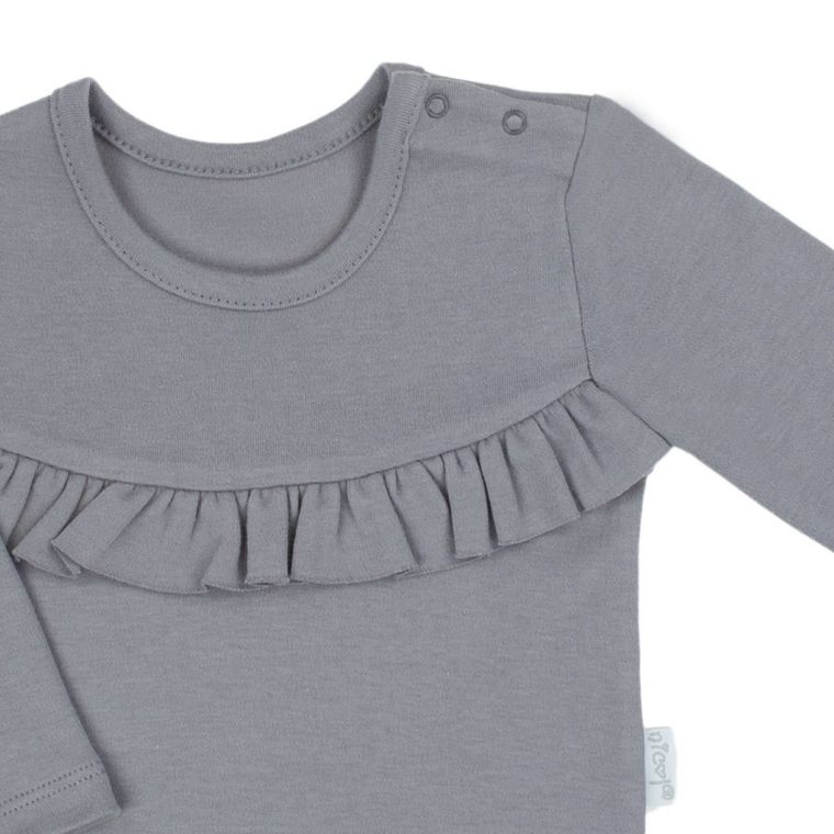 Body dziewczęce z długim rękawem, szare, Nicol