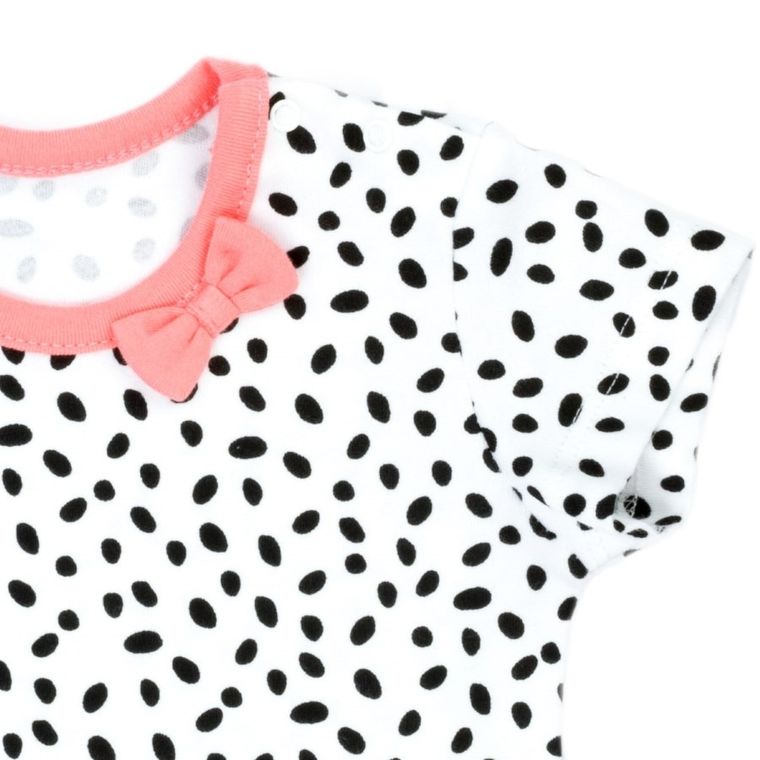 Body dziewczęce z krótkim rękawem, biało-czarne, plamki, Nicol
