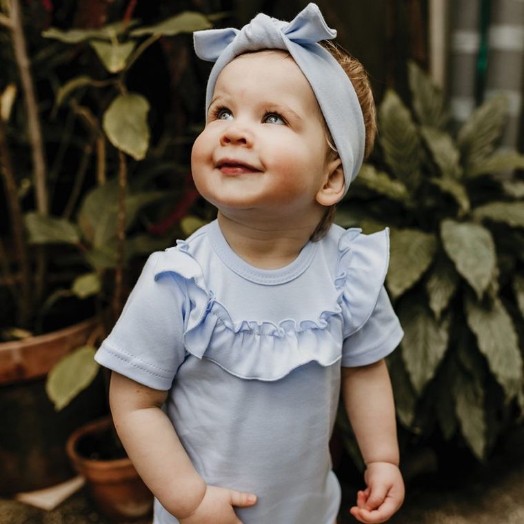 Body dziewczęce z krótkim rękawem, niebieskie, Eevi