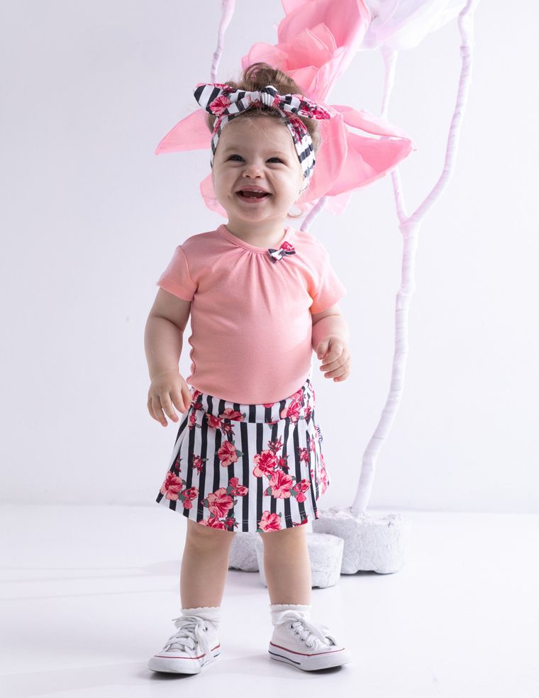 Body dziewczęce z krótkim rękawem, różowe, kokardka, Nicol