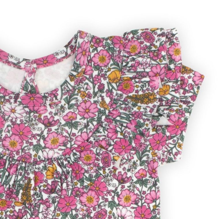 Body dziewczęce z krótkim rękawem, różowe, Nicol