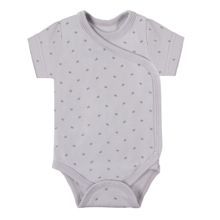 Body dziewczęce z krótkim rękawem, szare, kokardki, zestaw, 3 szt., Eevi