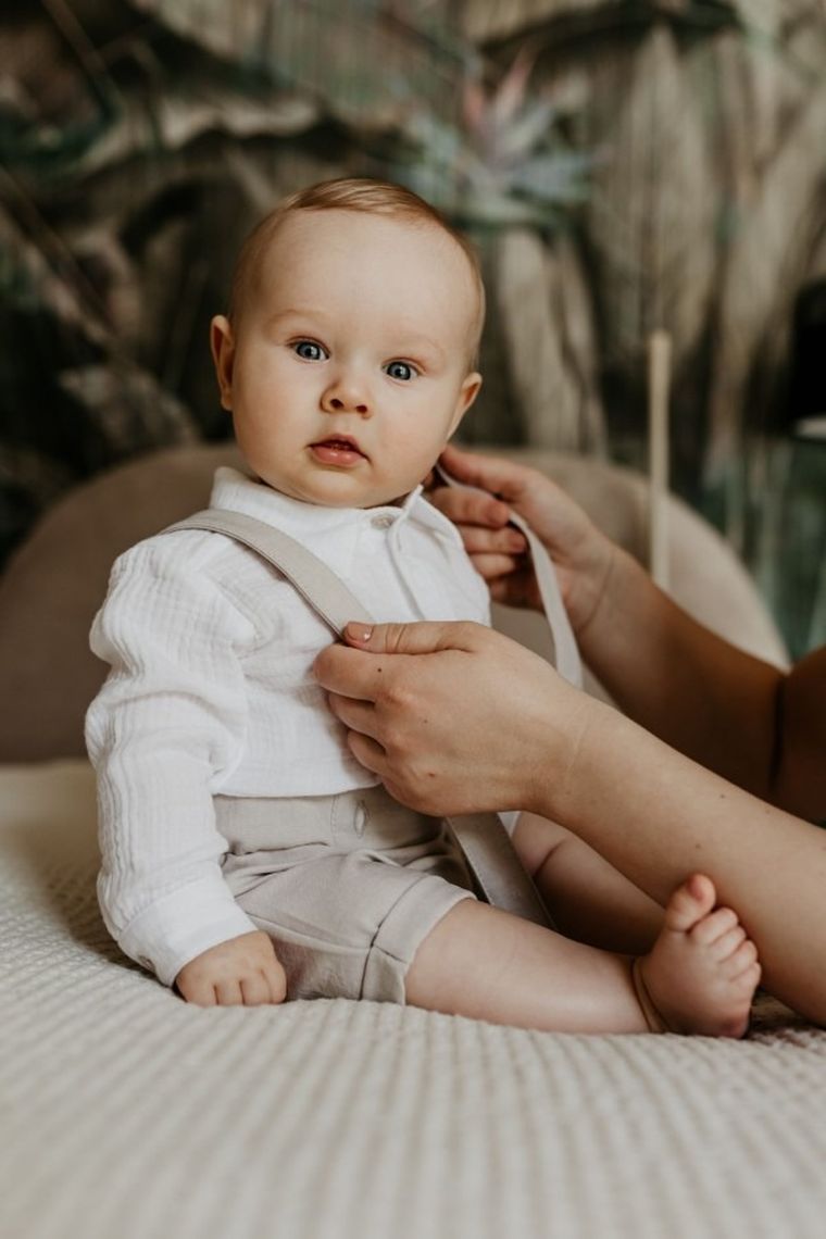 Body koszulowe chłopięce z długim rękawem, białe, Eevi