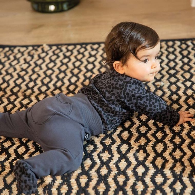 Body niemowlęce z długim rękawem, ciemnoszare, plamki, Eevi