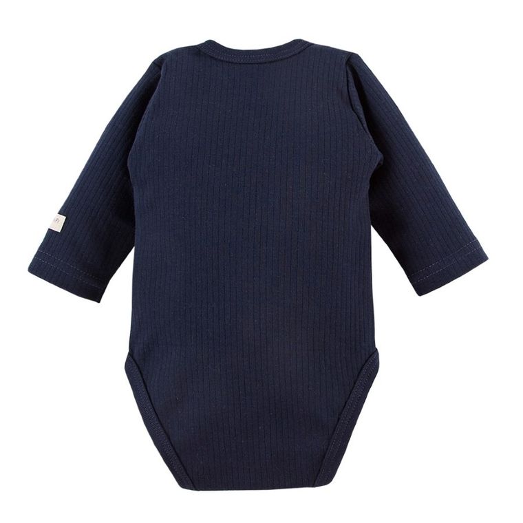 Body niemowlęce z długim rękawem, granatowe, rozpinane, Eevi