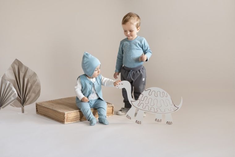 Body niemowlęce z długim rękawem, niebieskie, małpka, Pinokio