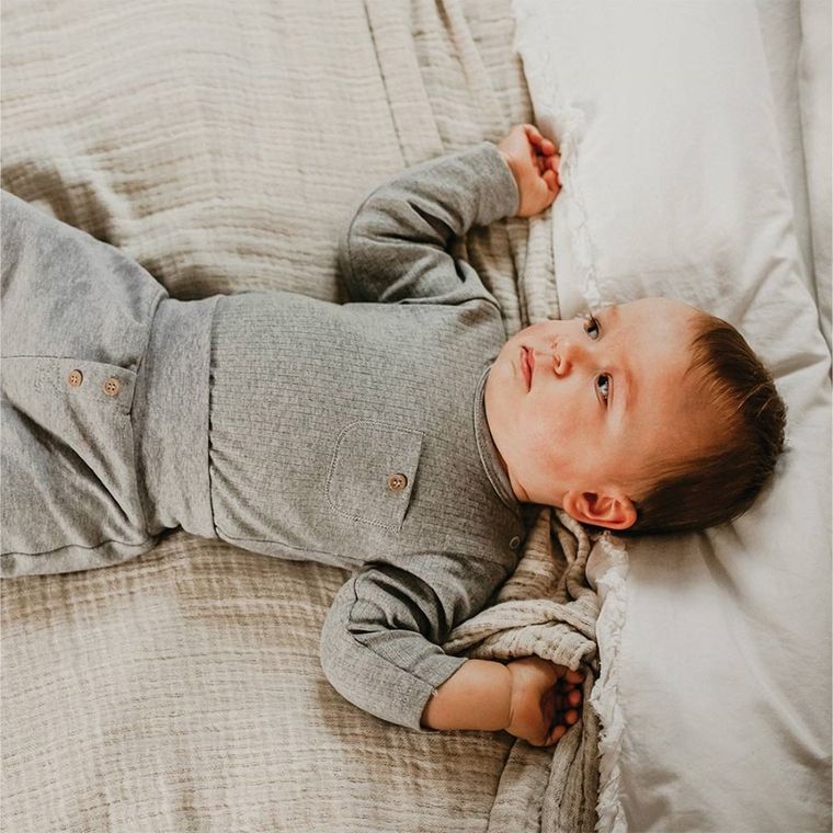 Body niemowlęce z długim rękawem, szare, Eevi