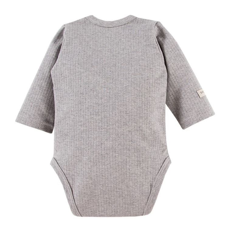 Body niemowlęce z długim rękawem, szare, rozpinane, Eevi