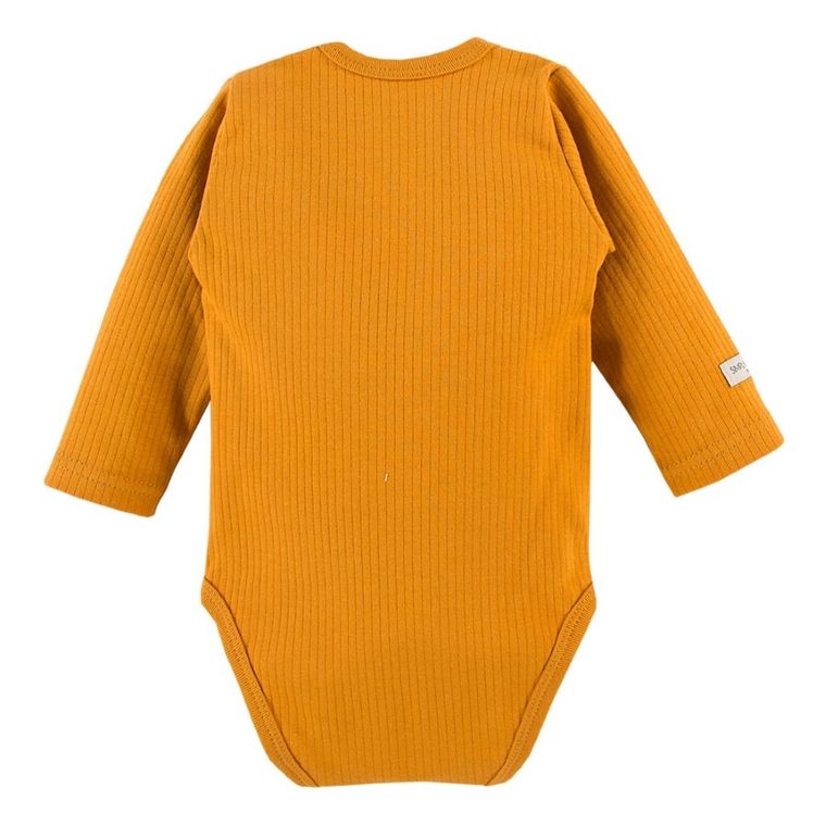 Body niemowlęce z długim rękawem, żółte, Eevi