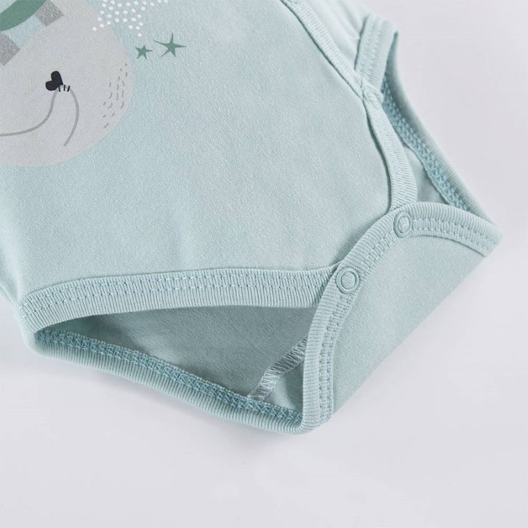 Body niemowlęce z krótkim rękawem, miętowe, leniwiec, Eevi
