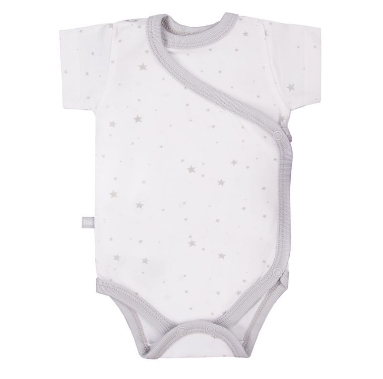 Body niemowlęce z krótkim rękawem, szare, gwiazdki, zestaw, 3 szt., Eevi