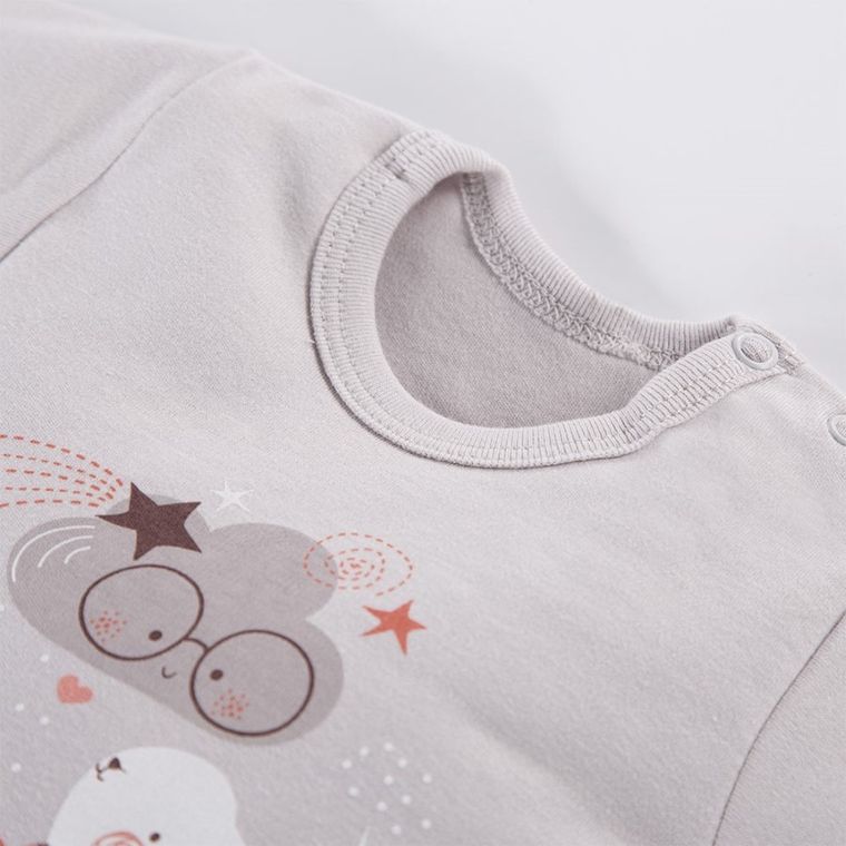 Body niemowlęce z krótkim rękawem, szare, królik, Eevi