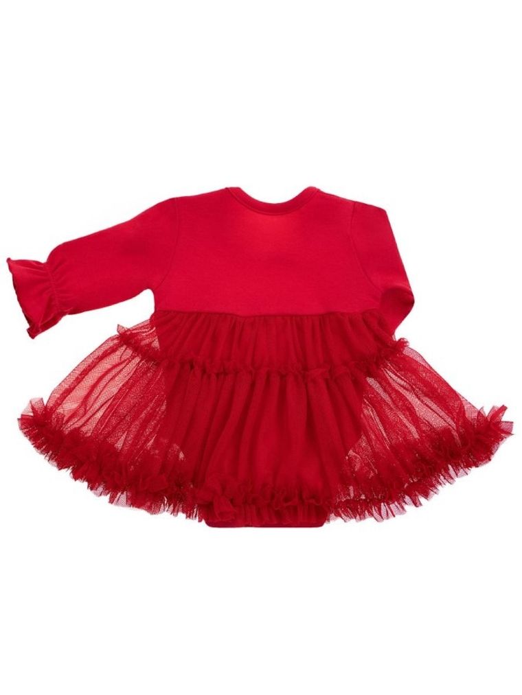 Body sukienka dziewczęca z długim rękawem, czerwone, Nicol