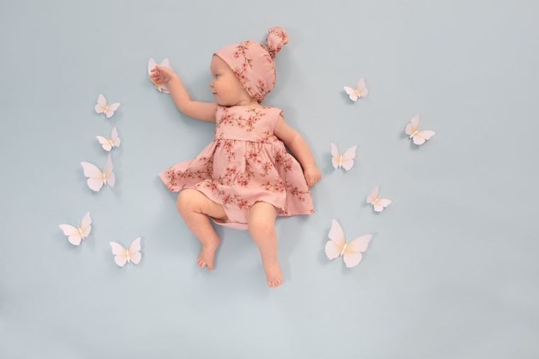 Body sukienka dziewczęce bez rękawów, bawełna organiczna, różowe, Pinokio