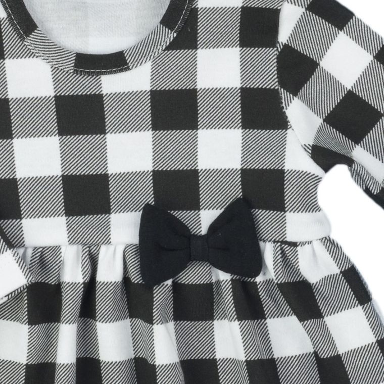 Body sukienka dziewczęce z długim rękawem, biało-czarne, Nicol